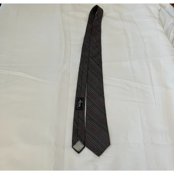 Yves Saint Laurent Other - Yves Saint Laurent Mens Silk Neck Tie 54" Gray Geometric Print Wide Grey Stripes